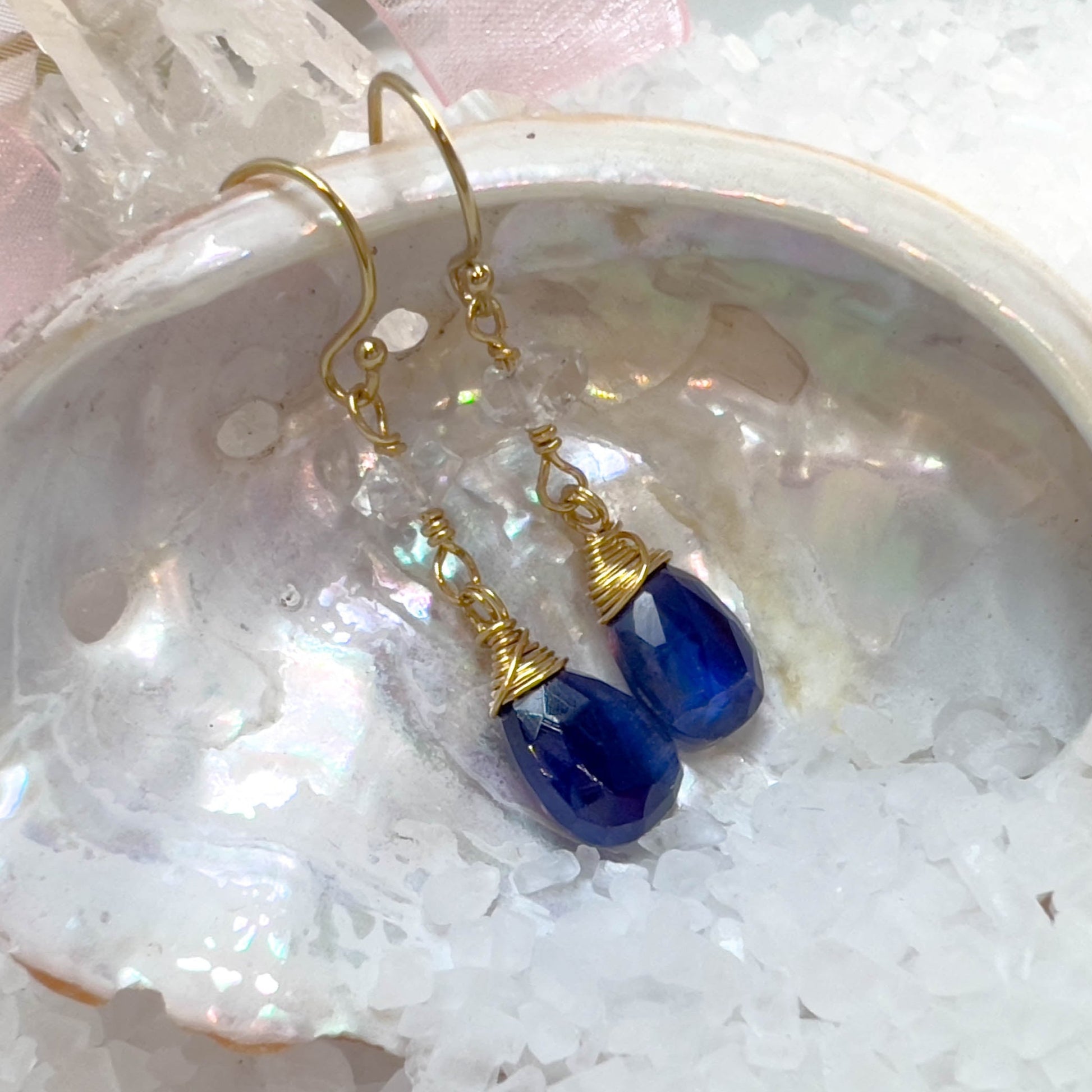 Kyanite & Herkimer Diamond Drop Earrings