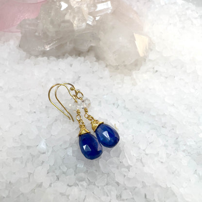 Kyanite & Herkimer Diamond Drop Earrings