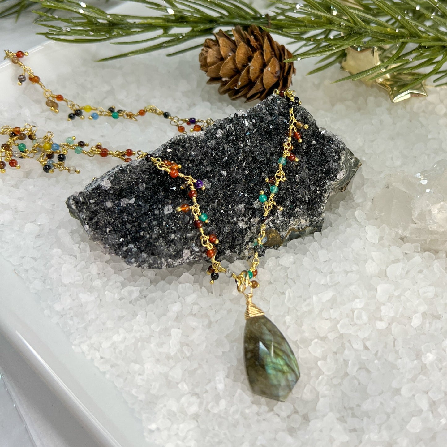 Labradorite Gemstone Pendant Necklace