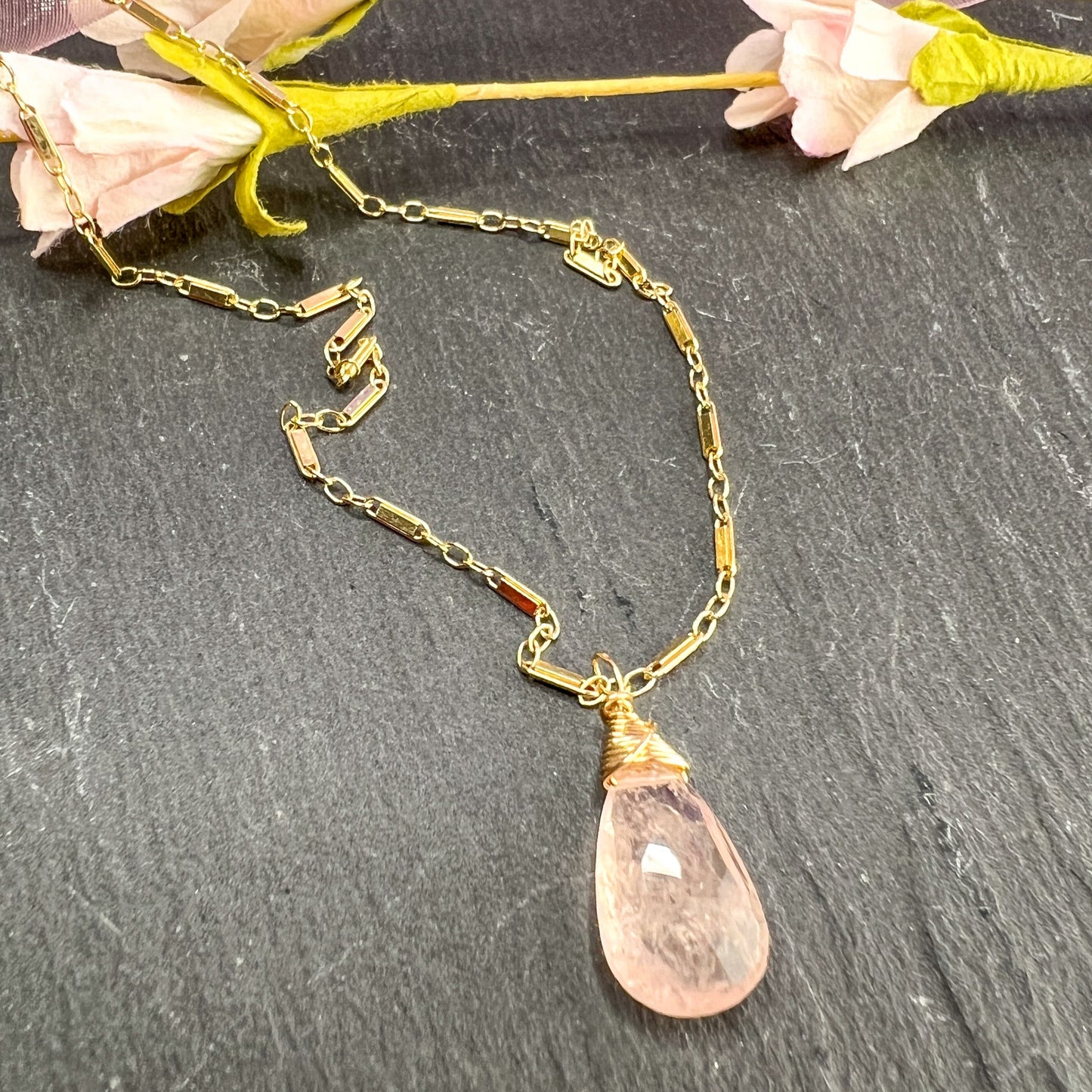 Morganite Briolette Necklace