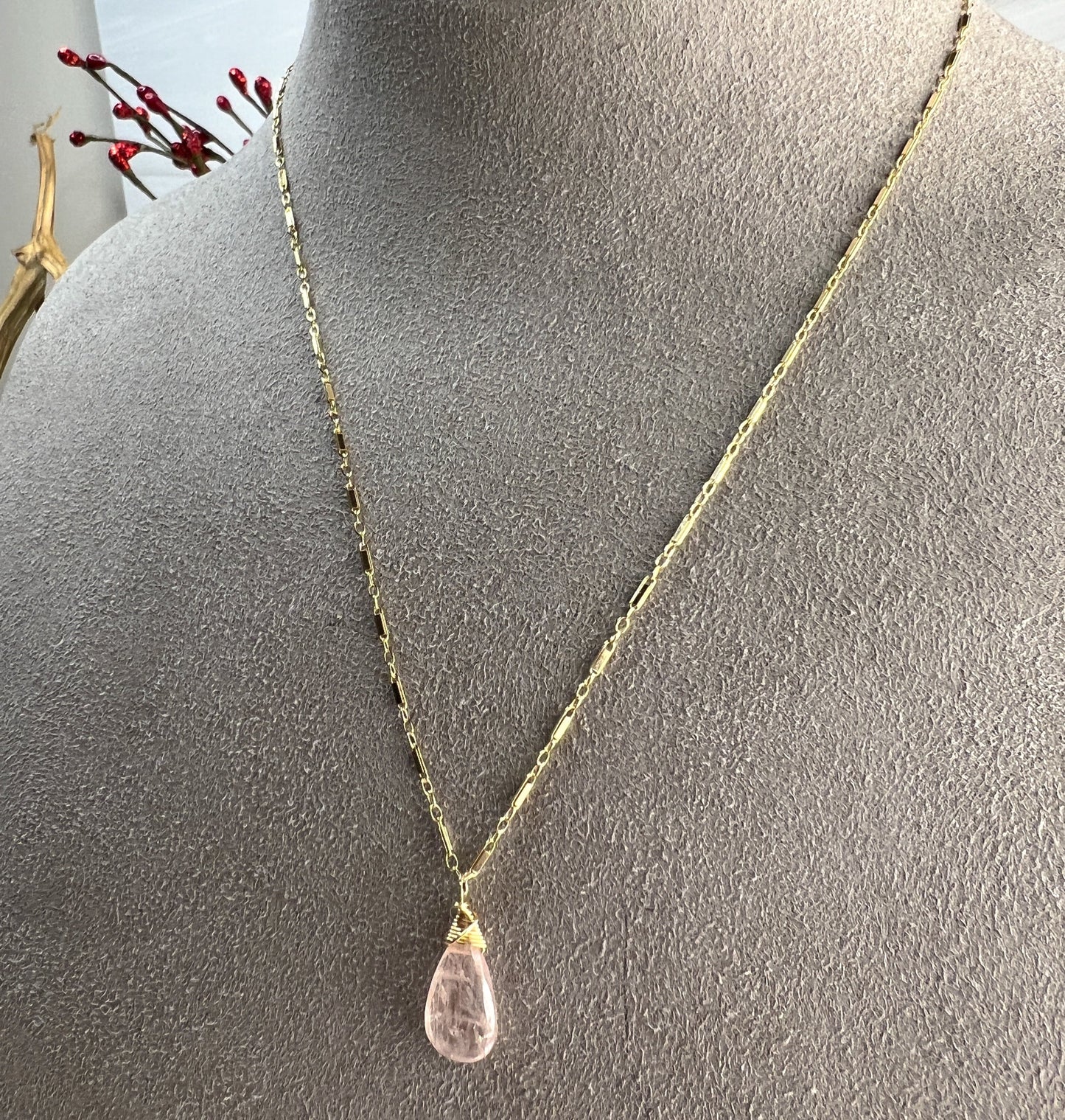 Morganite Briolette Necklace