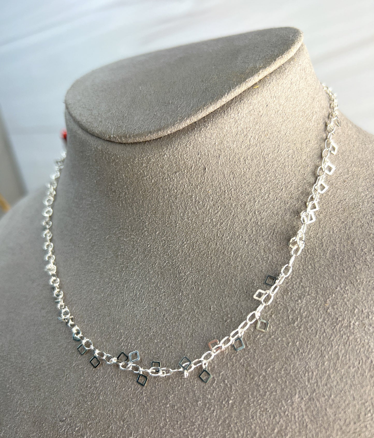 Sterling Silver Square Dangle Necklace and Bracelet