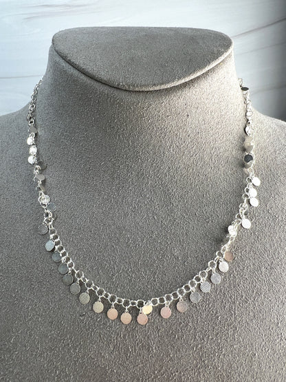 Sterling Silver Textured Circle Dangle Necklace or Bracelet