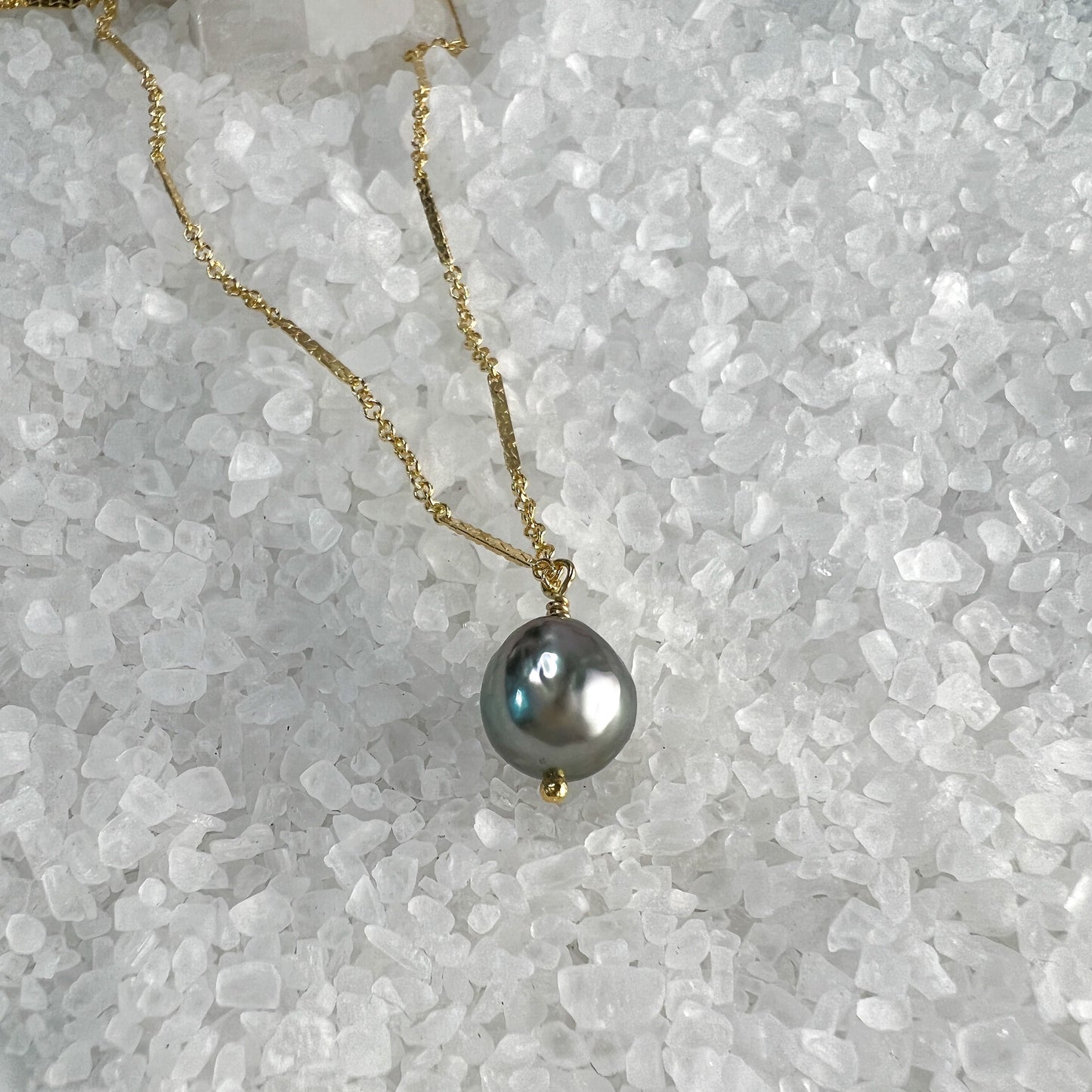 Tahitian Pearl Bar & Link Chain Necklace