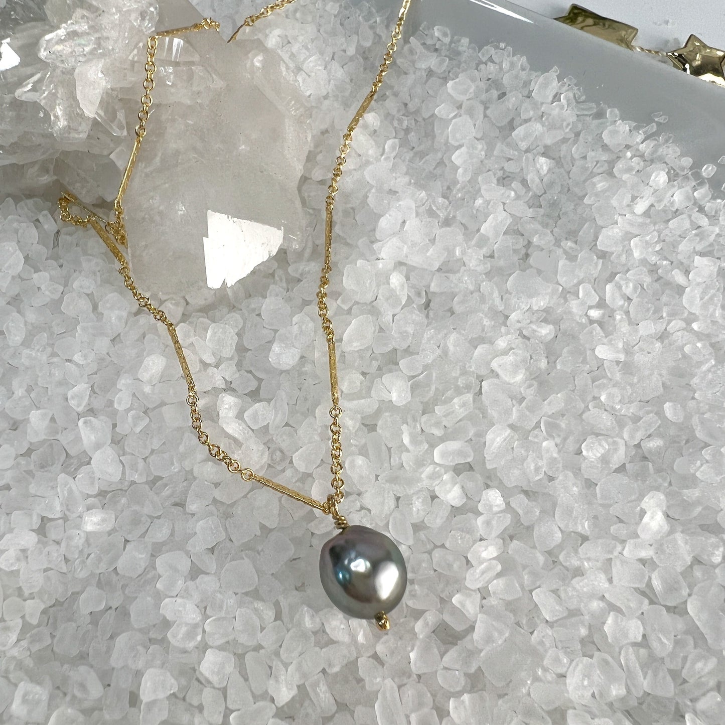 Tahitian Pearl Bar & Link Chain Necklace