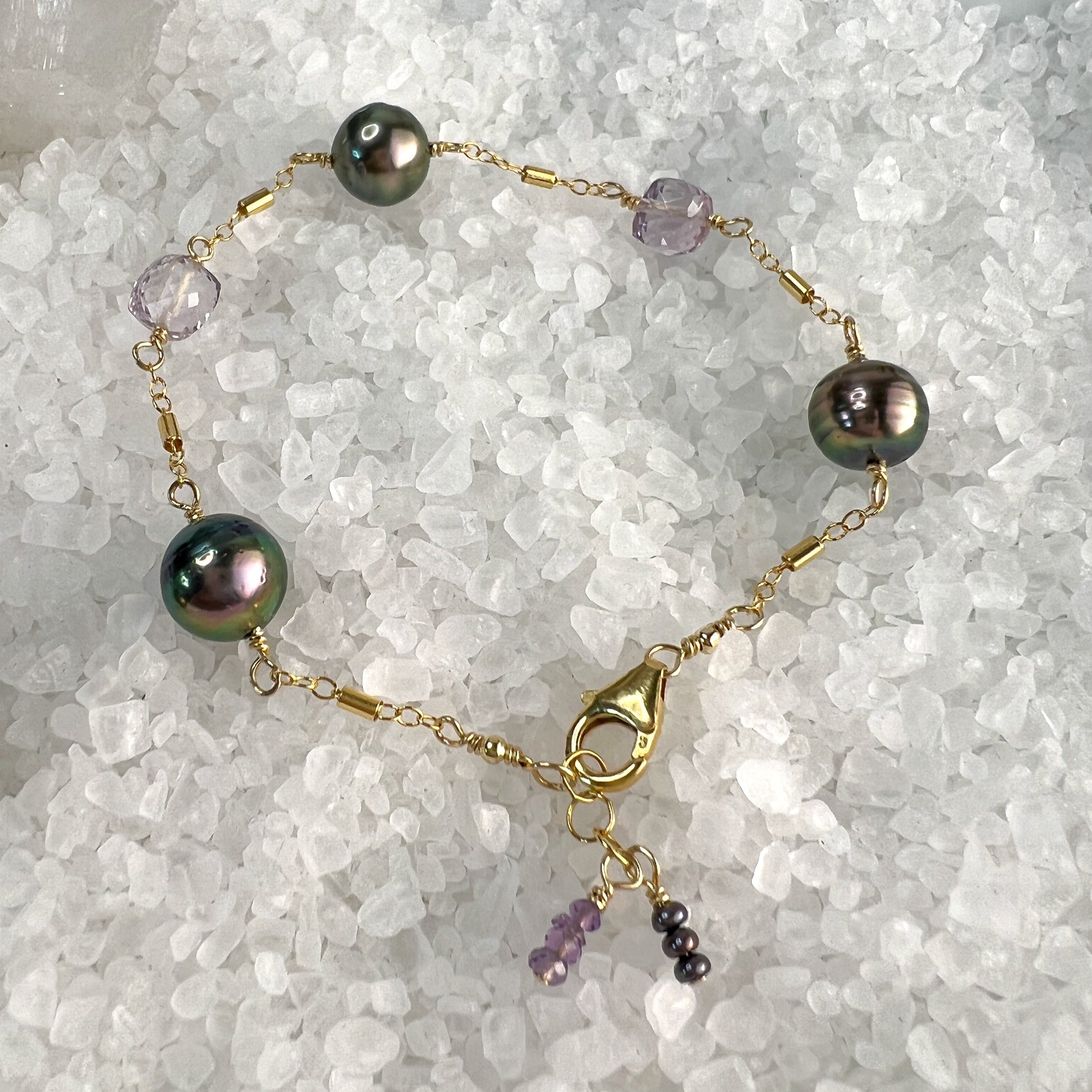 Tahitian Pearl & Pink Amethyst Bracelet