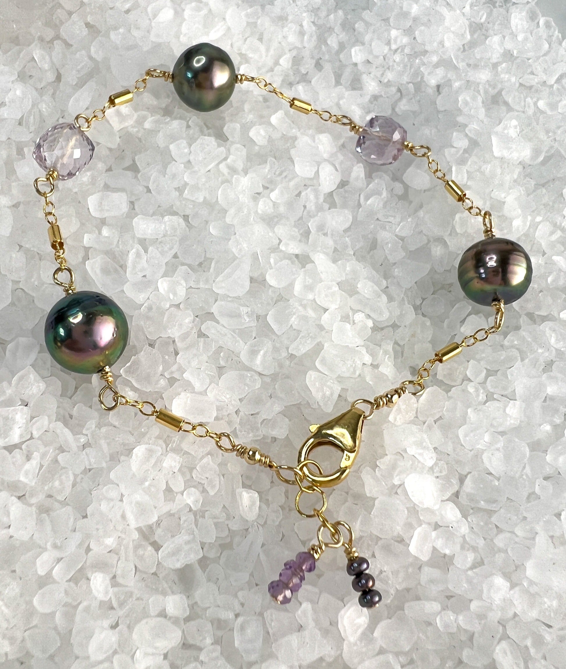 Tahitian Pearl & Pink Amethyst Bracelet