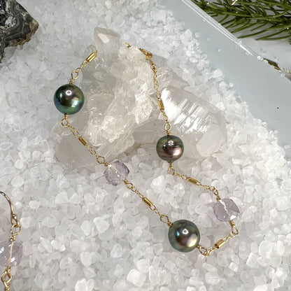 Tahitian Pearl & Pink Amethyst Bracelet
