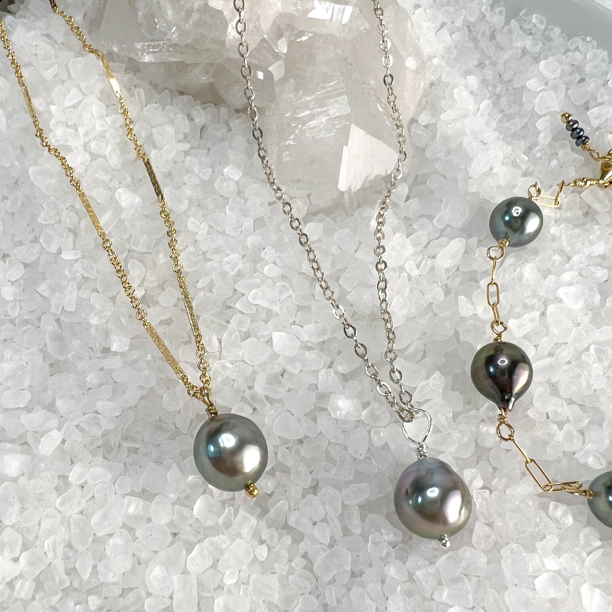 Tahitian Pearl Bar & Link Chain Necklace