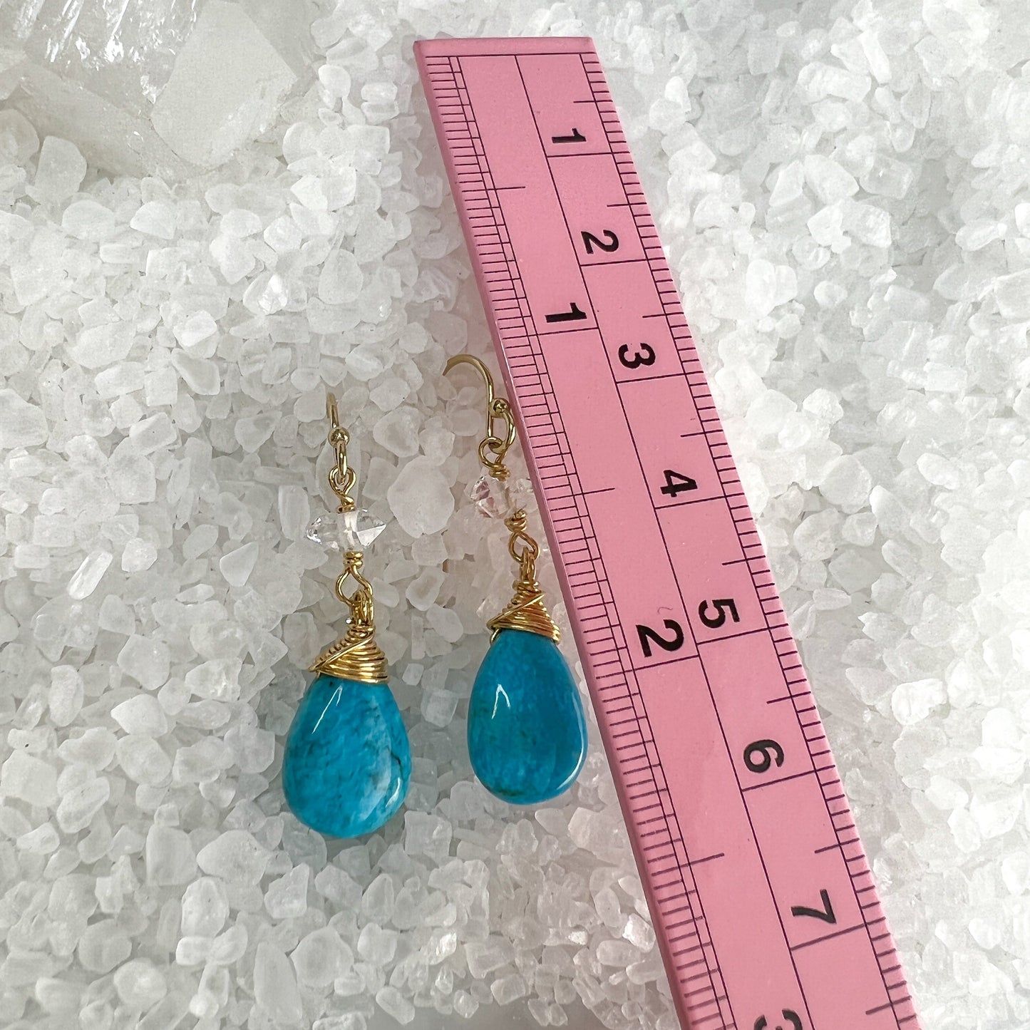 Sleeping Beauty Turquoise & Herkimer Diamond Drop Earrings