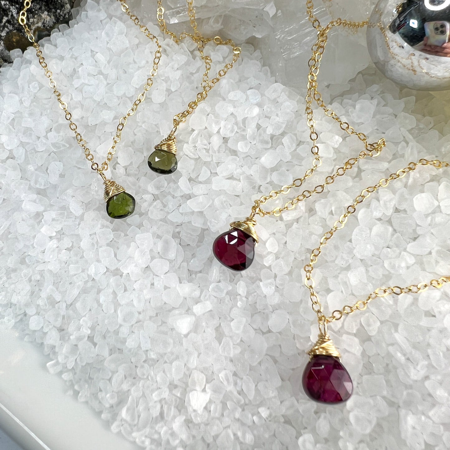 Garnet and Green Tourmaline Necklace