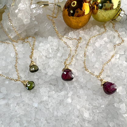 Garnet and Green Tourmaline Necklace