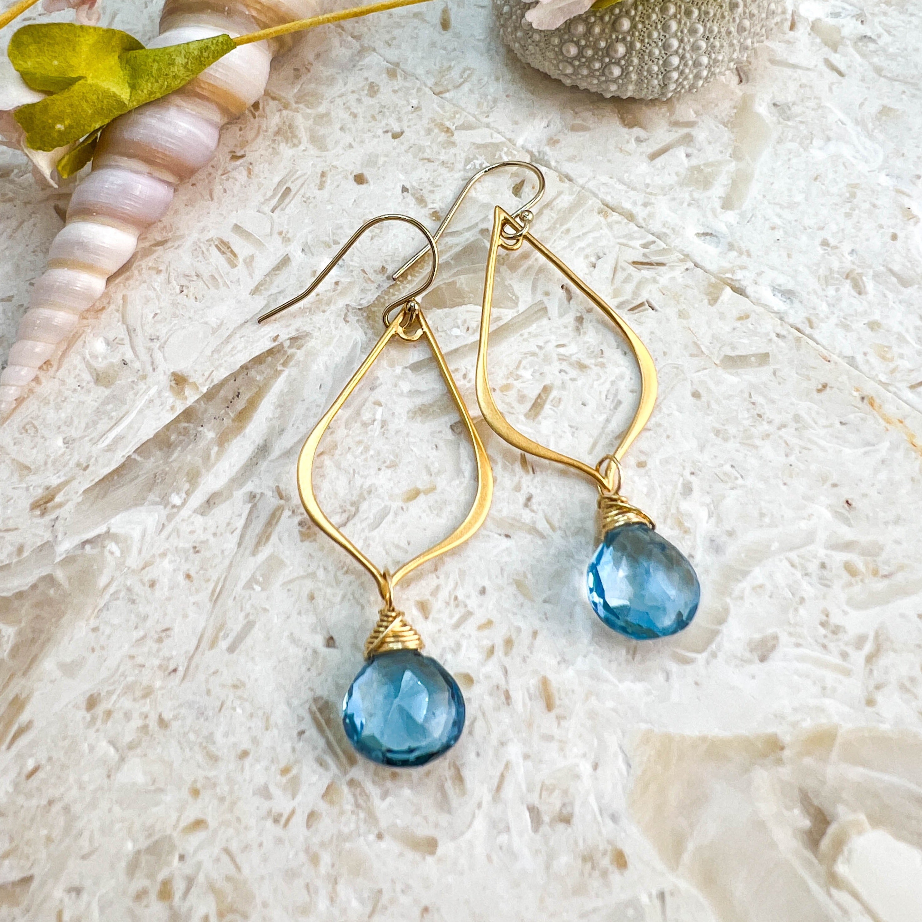 London Blue Topaz Arabesque Drop Earrings Clare Swan Designs