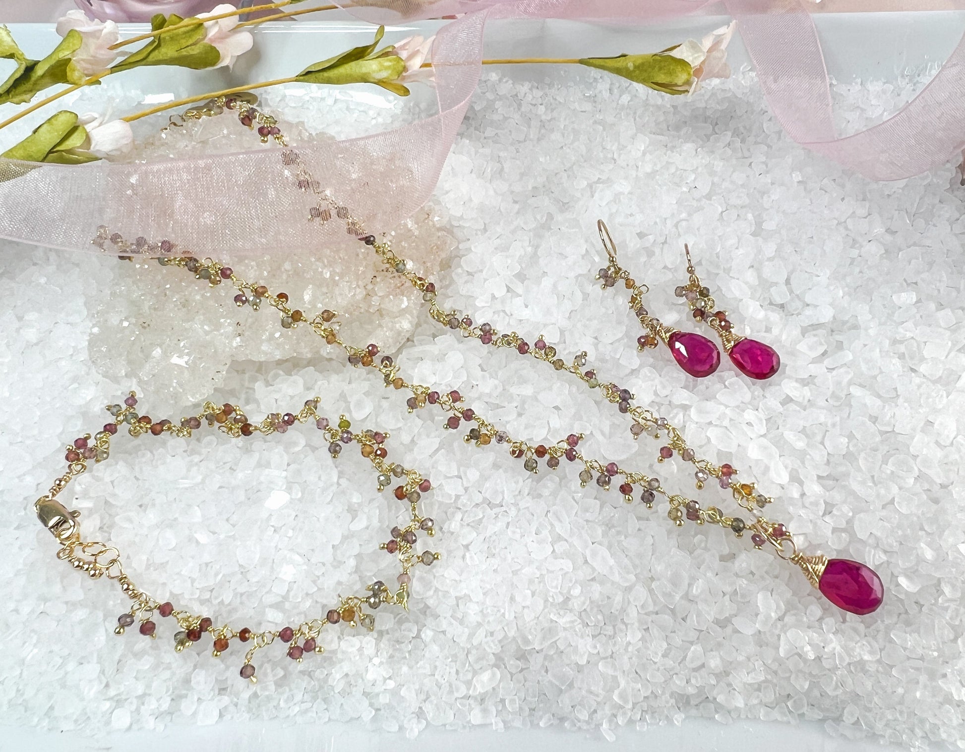 Sapphire Sparkle Bracelet, Necklace & Earrings