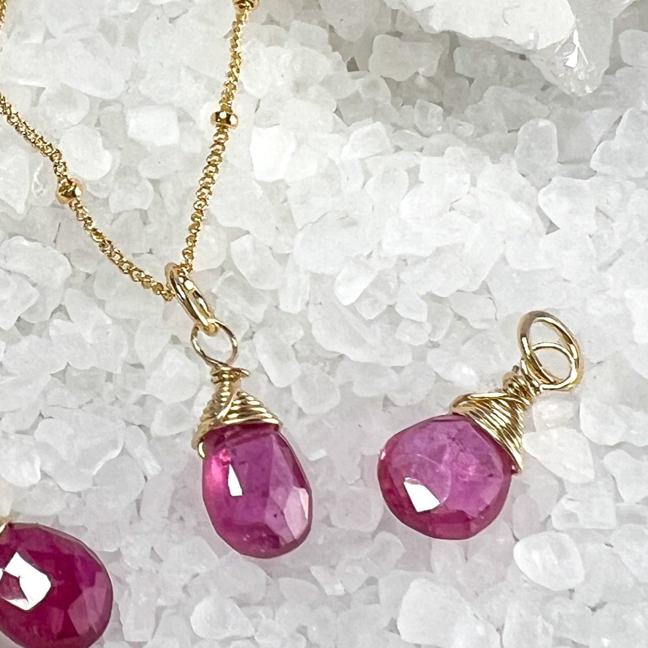 Pink Sapphire & Heart Necklace