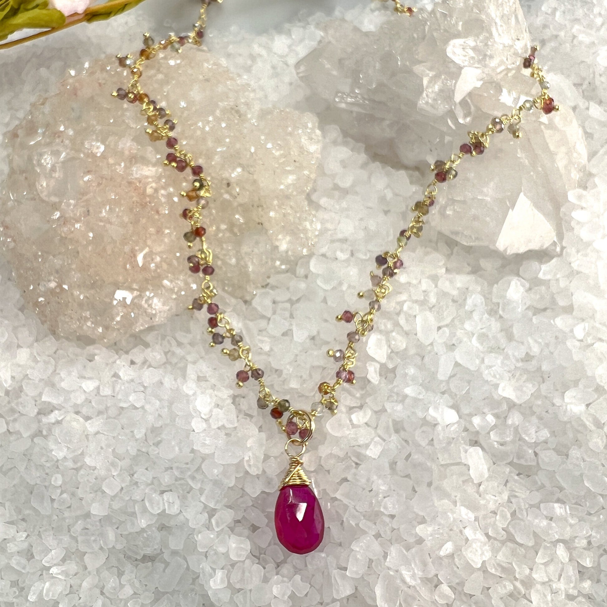 Pink Sapphire Fringe Necklace
