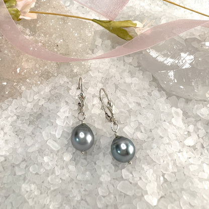 Tahitian Pearl Earrings - Sterling Silver