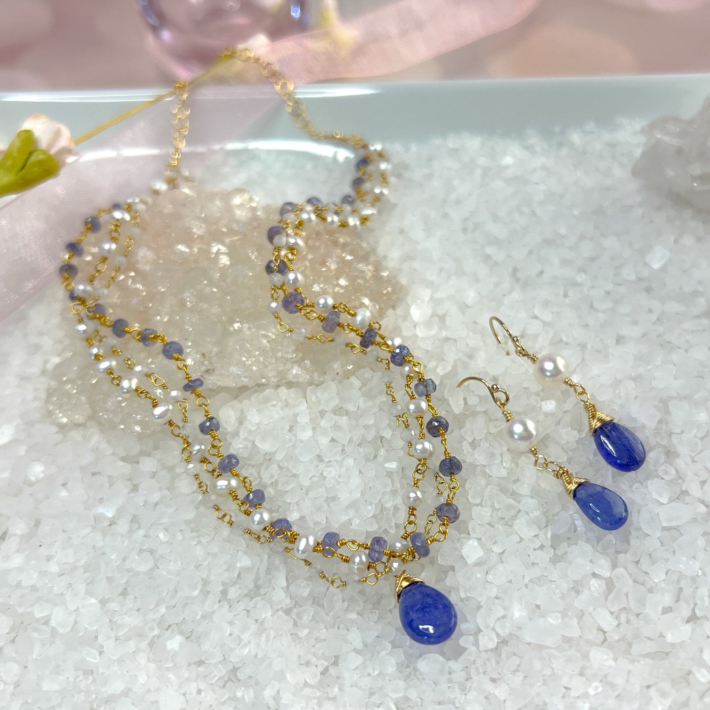 Tanzanite & Pearl Earrings