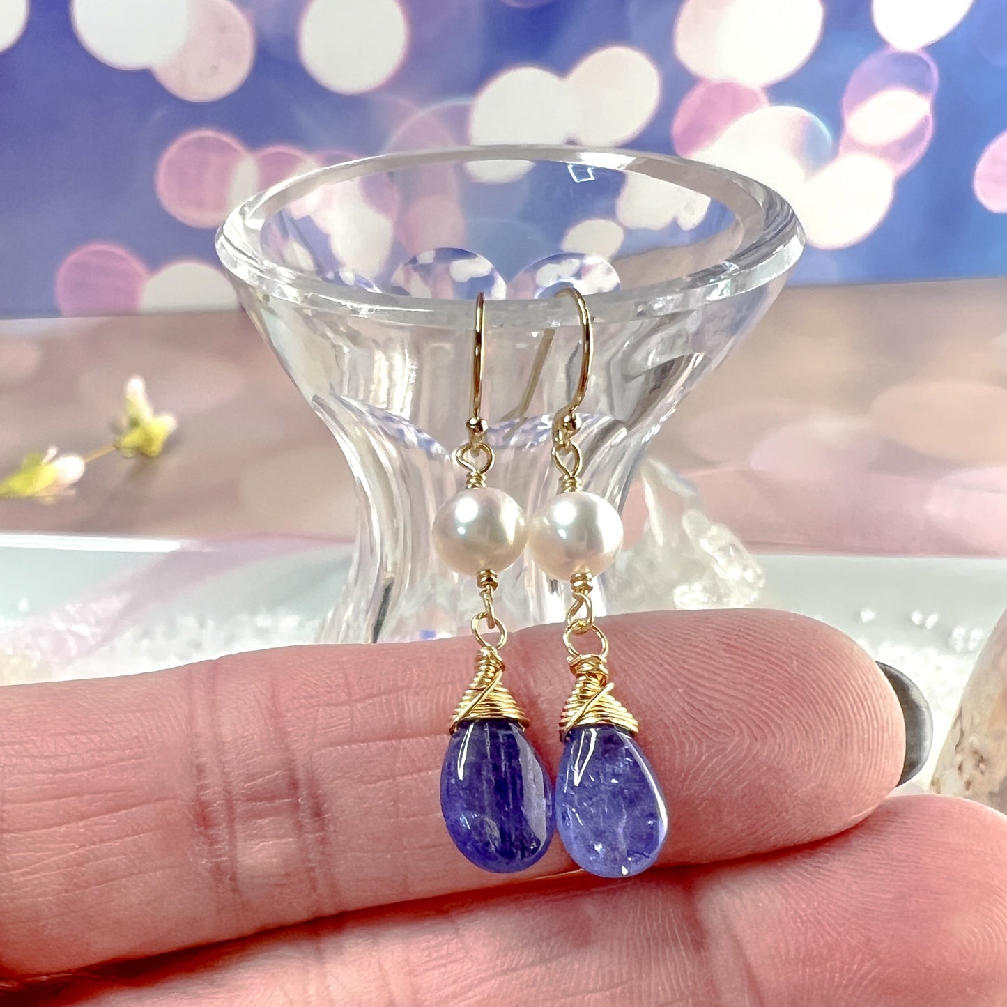 Tanzanite & Pearl Earrings