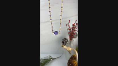 Tanzanite East-West Pendant Rosary Necklace