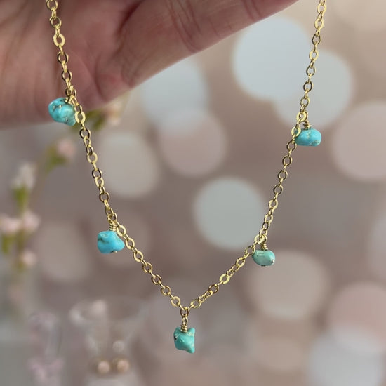 Turquoise Nugget Dangle Necklace