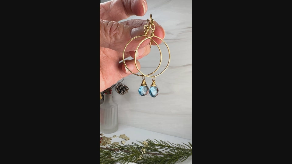 Half-Hoop Earrings with Two-Carat Faceted Blue Topaz Jewels - Harmonious  Ocean | NOVICA