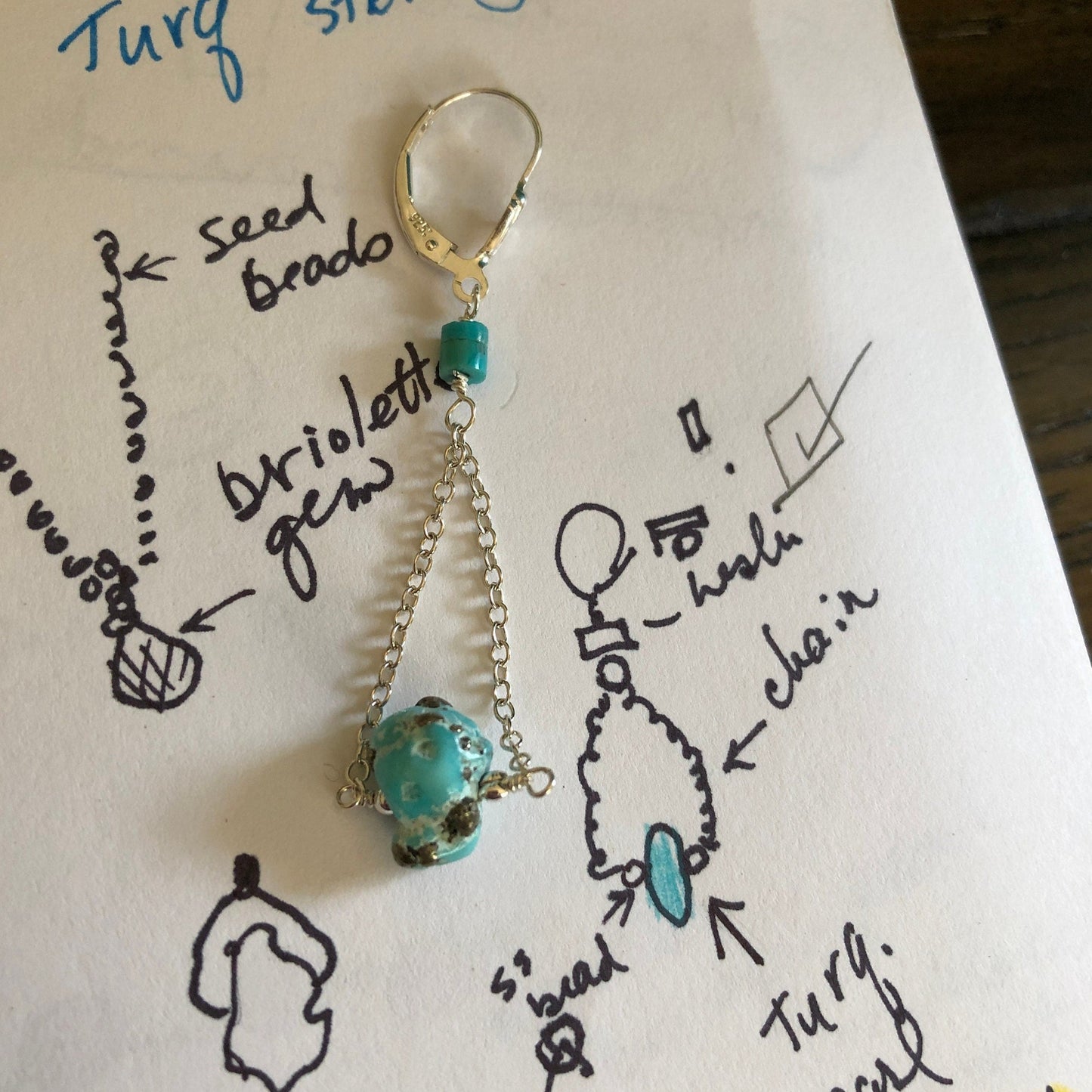 Turquoise Nugget Swing Earrings