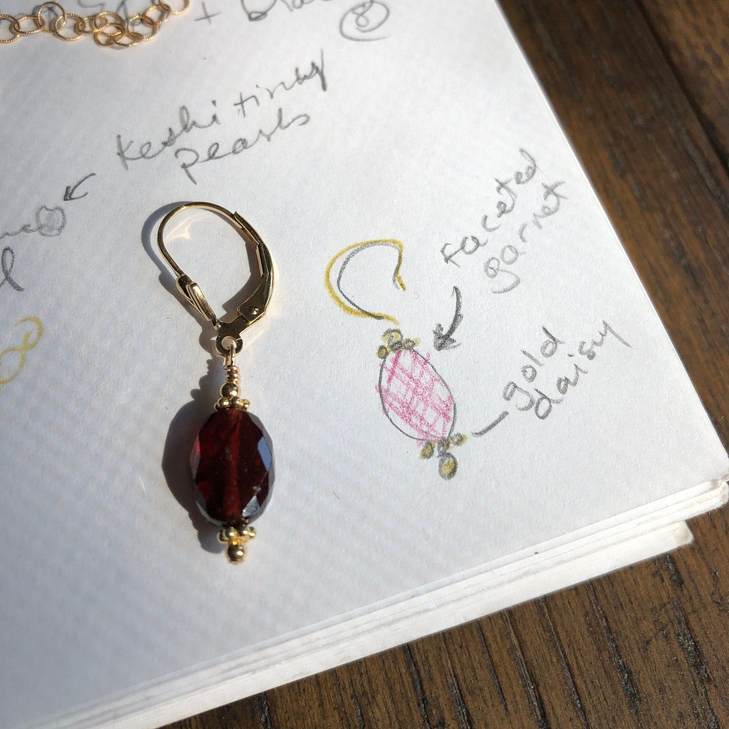 Faceted Garnet Dangle Earrings, January Birthstone