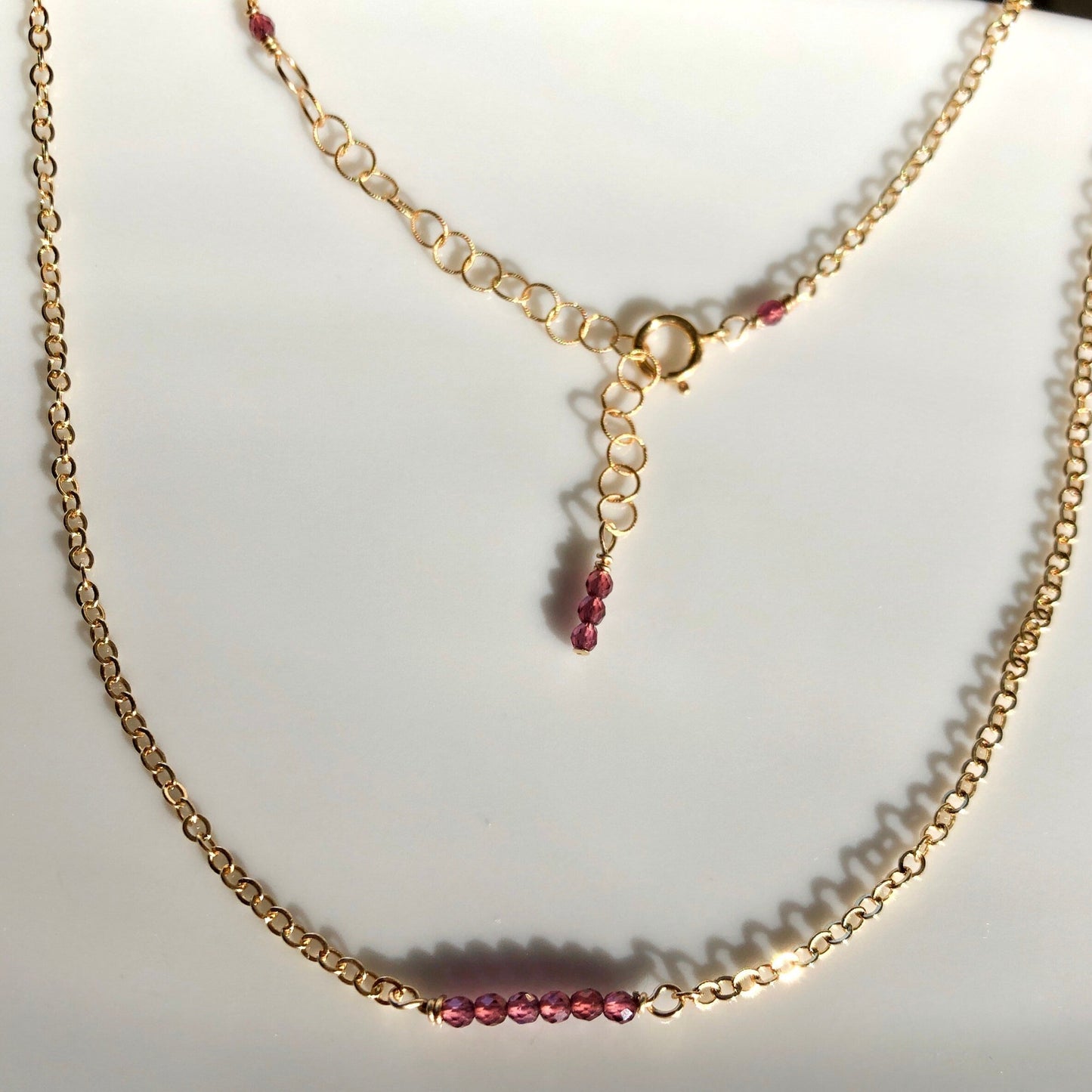 Rhodolite Garnet Bar Necklace