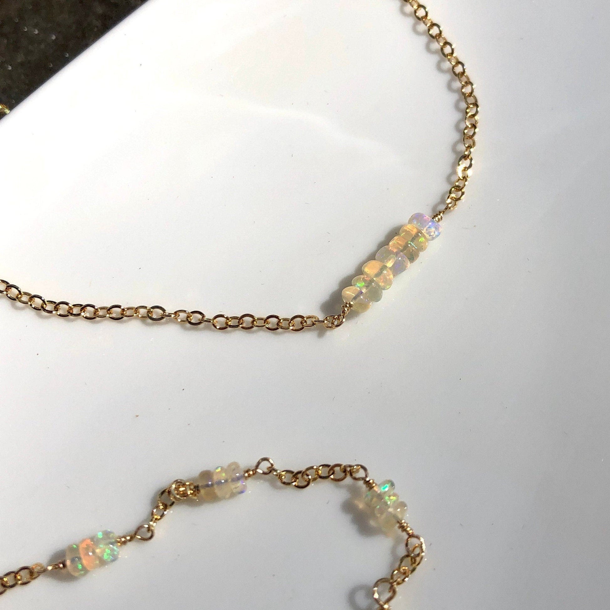 Opal Bar Necklace, October Birthstone