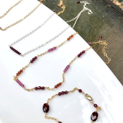 Garnet Station Necklace