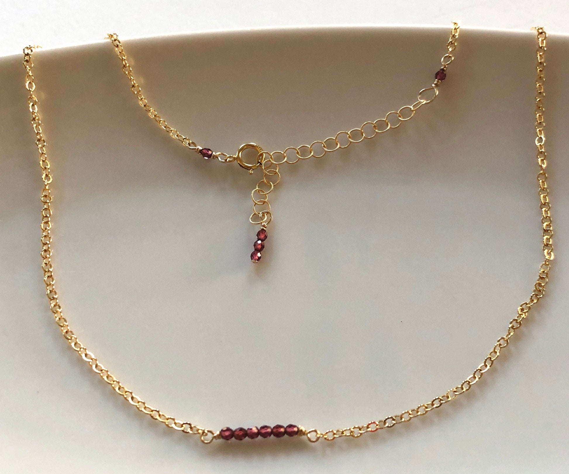 Rhodolite Garnet Bar Necklace