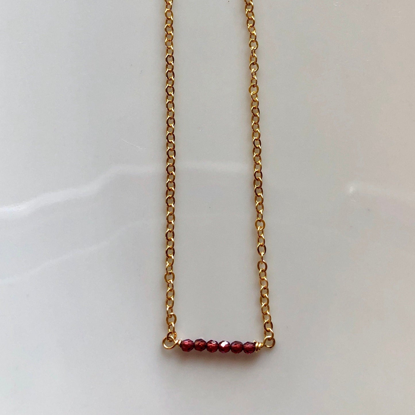 Rhodolite Garnet Bar Necklace