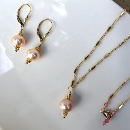 Peach Freshwater Pearl Gift Set