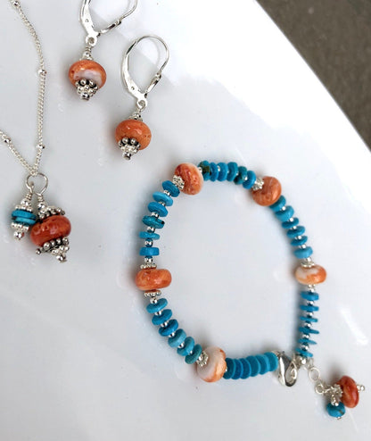 Spiny Oyster & Heshi Turquoise Bracelet