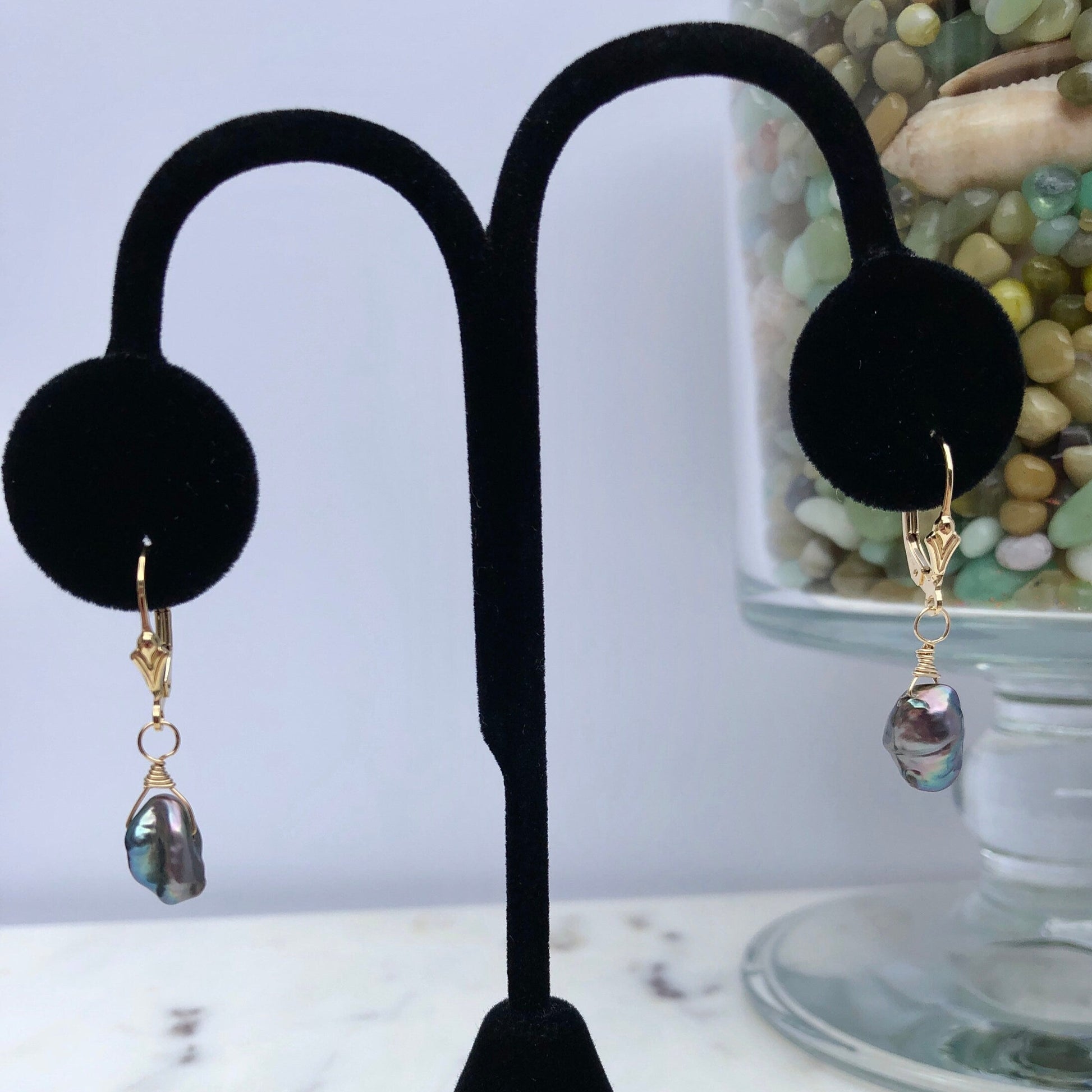 Peacock Gray Baroque Pearl Earrings
