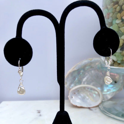 White Baroque Pearl Earrings