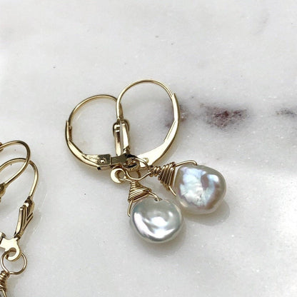 White Baroque Pearl Earrings