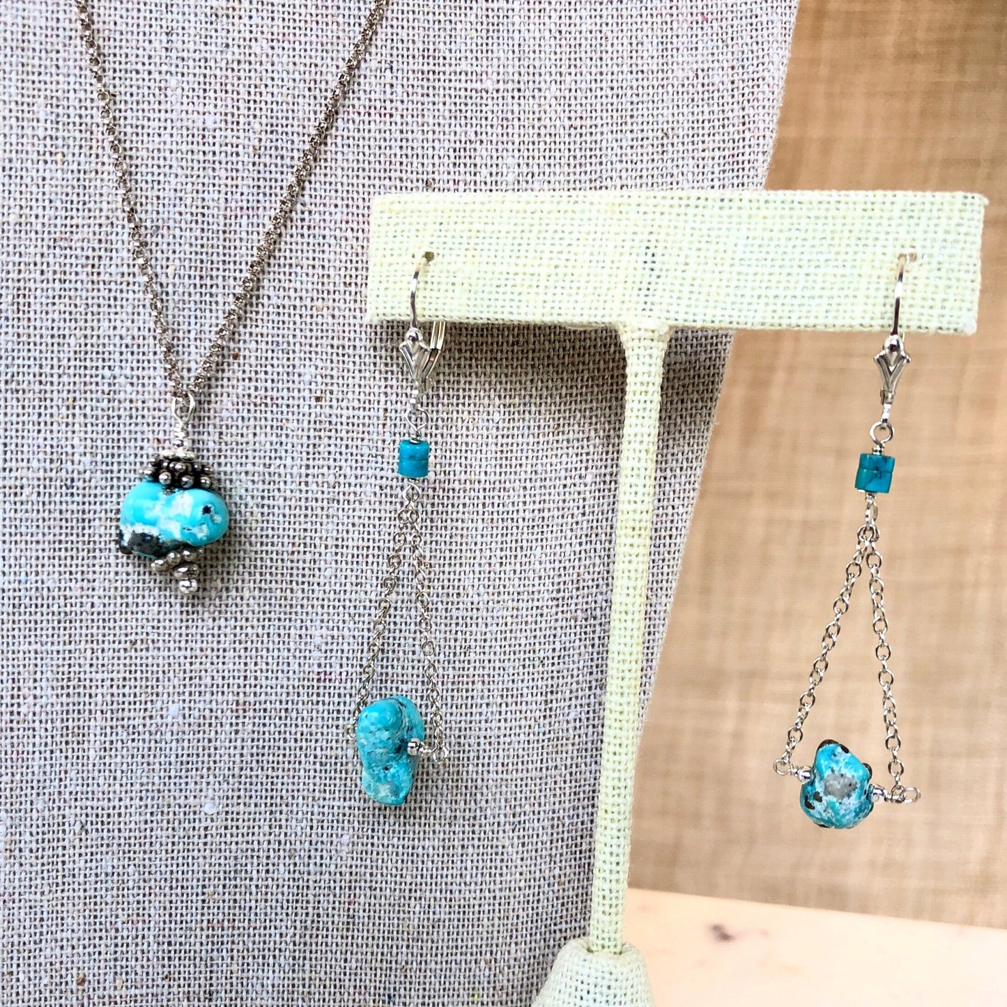 Turquoise Nugget Swing Earrings