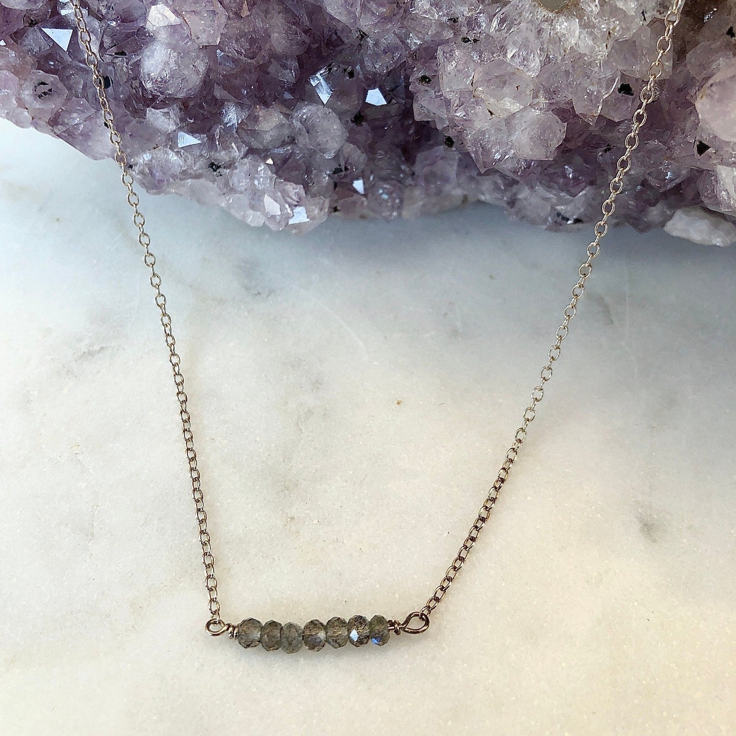 Labradorite Sterling Bar Necklace