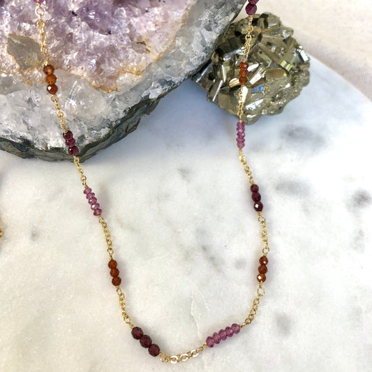 Garnet Station Necklace