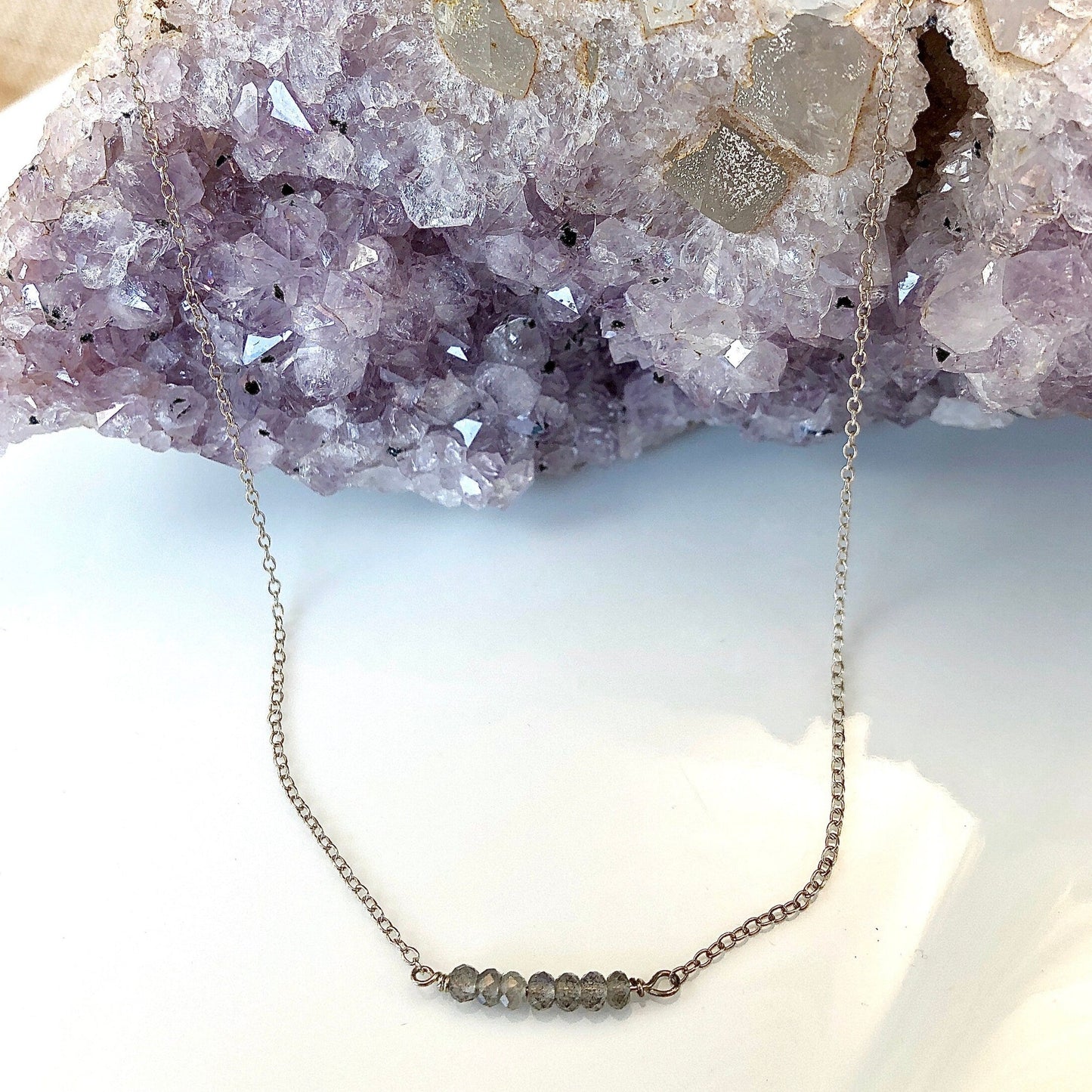 Labradorite Sterling Bar Necklace