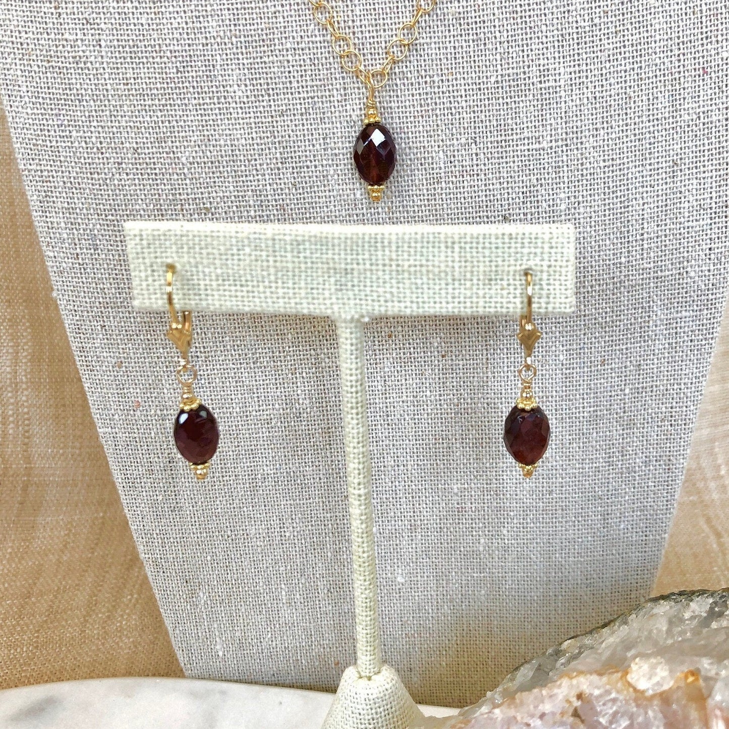 Faceted Garnet Dangle Earrings, January Birthstone