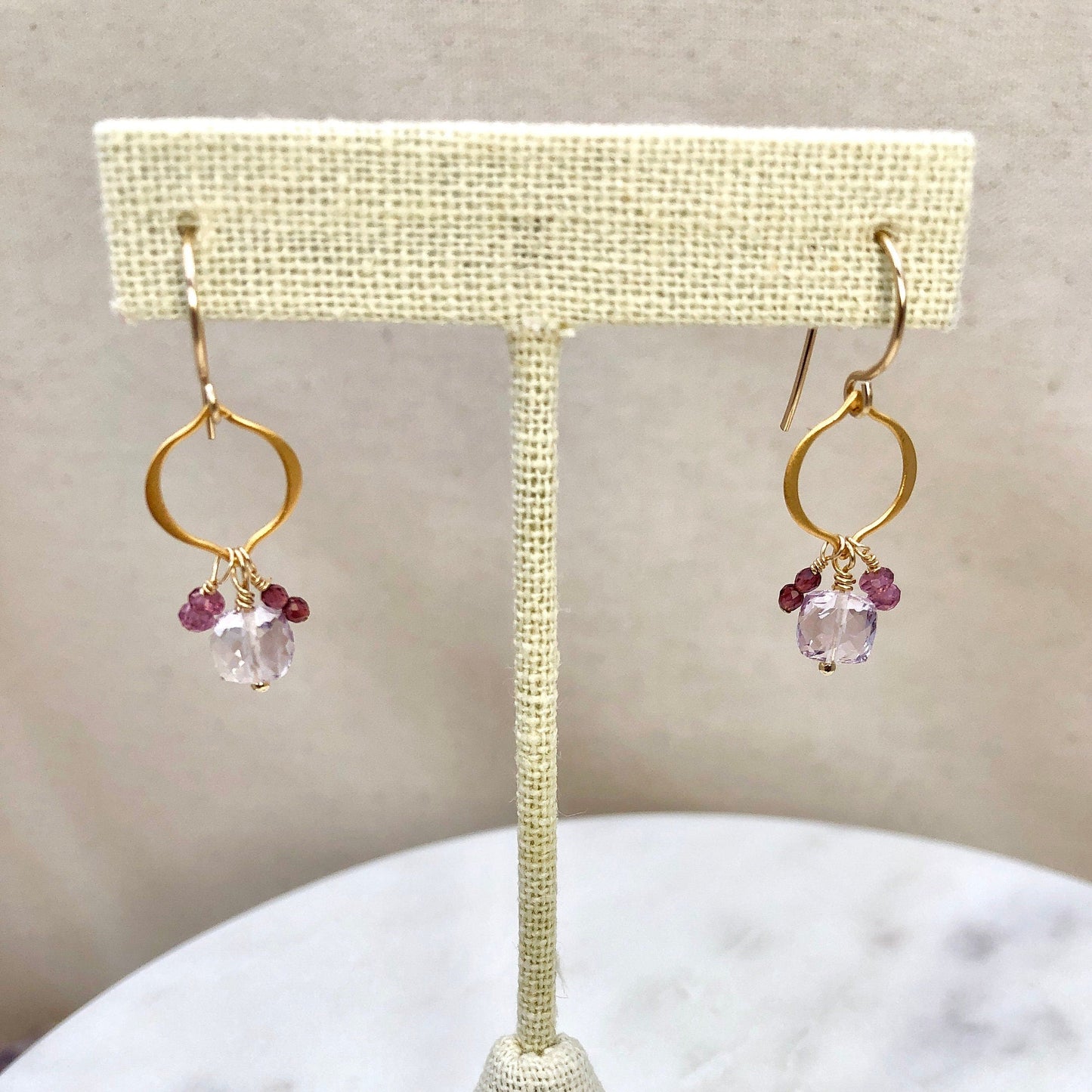 Pink Amethyst Dangle Earrings, February Birthstone