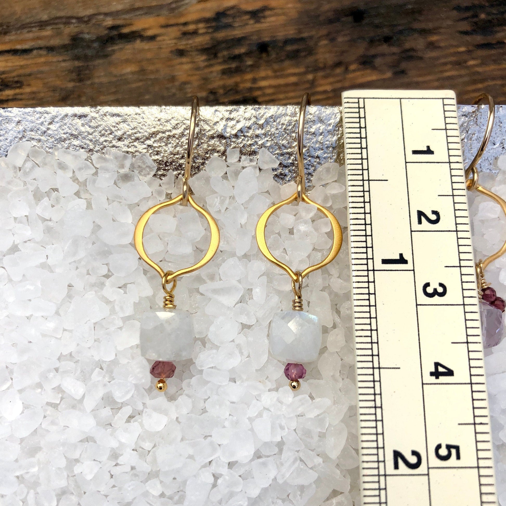 Rainbow Moonstone & Rhodolite Garnet Earrings