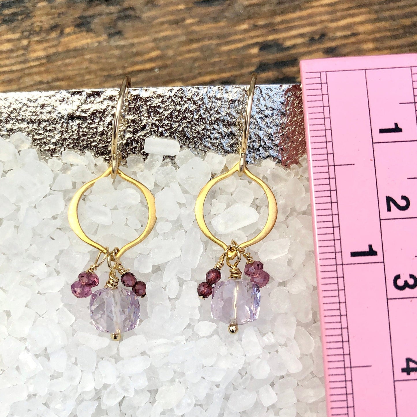Pink Amethyst Dangle Earrings, February Birthstone