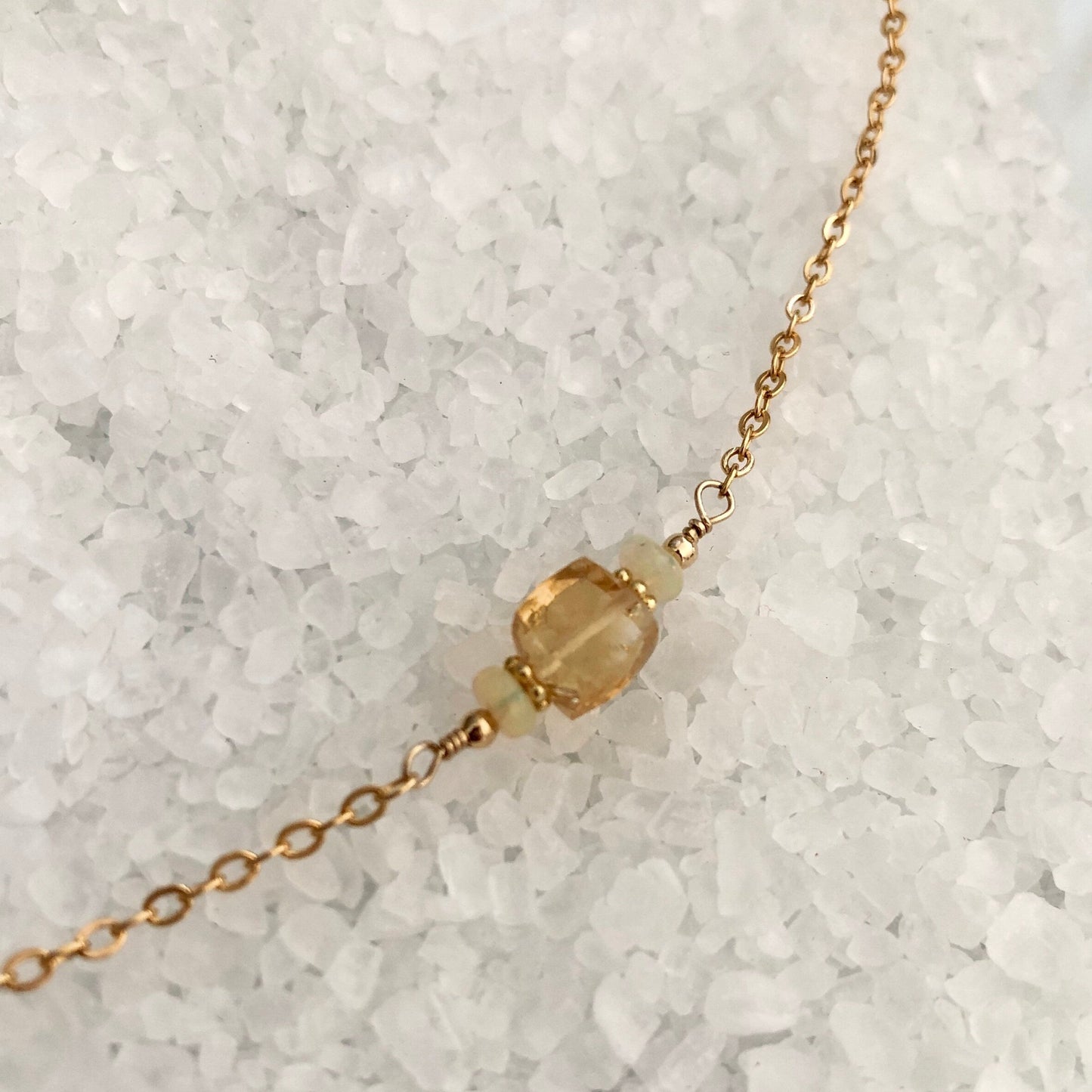 Citrine & Opal Bar Necklace