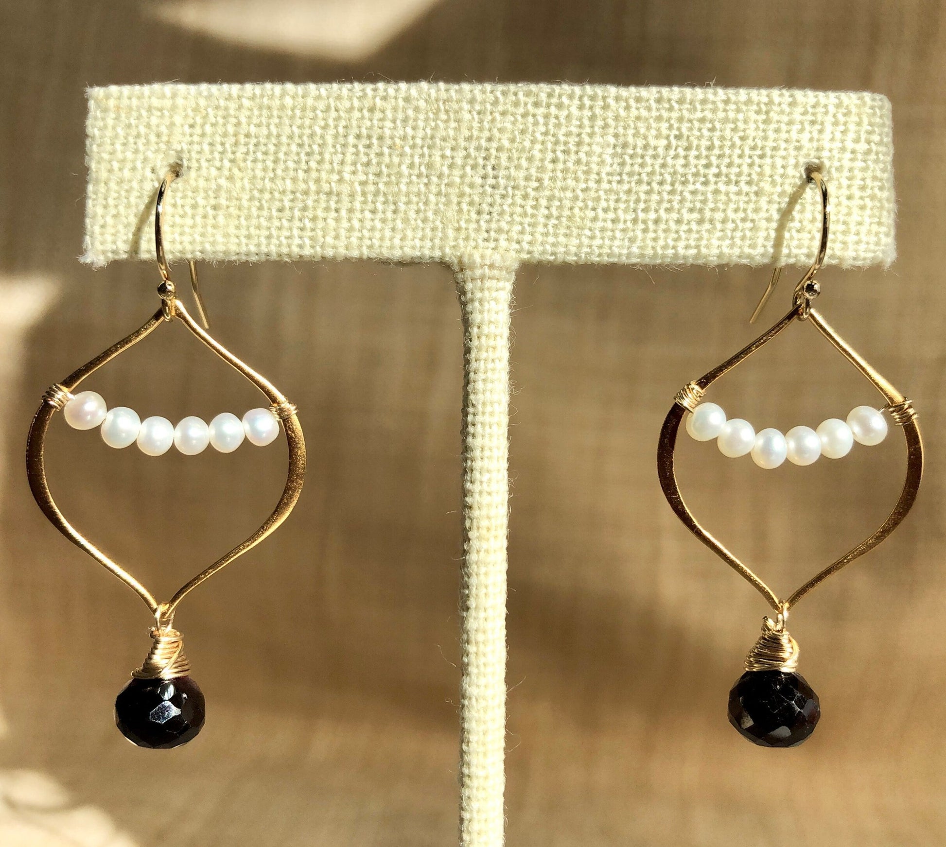 Garnet and Pearl Wrap Earrings