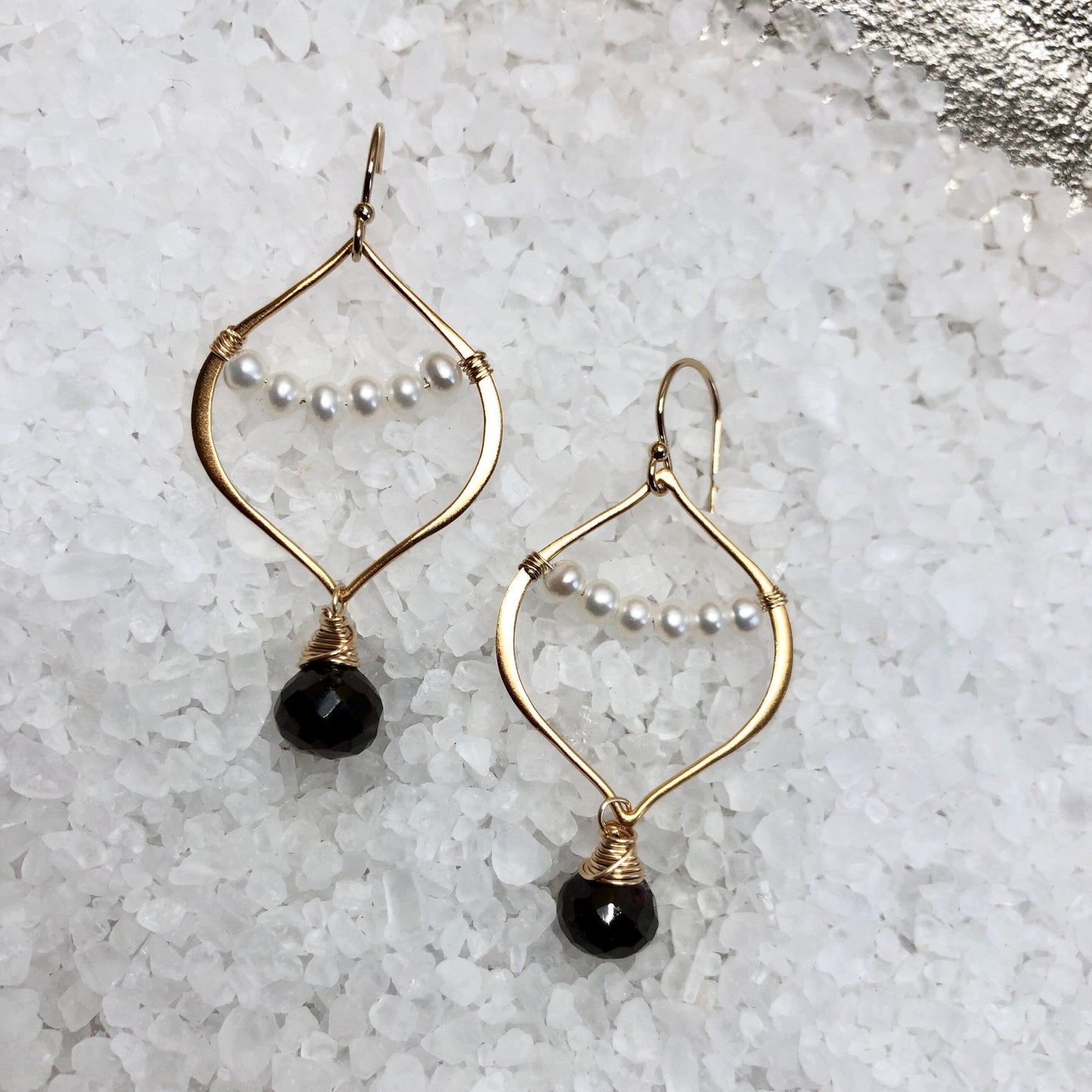 Garnet and Pearl Wrap Earrings