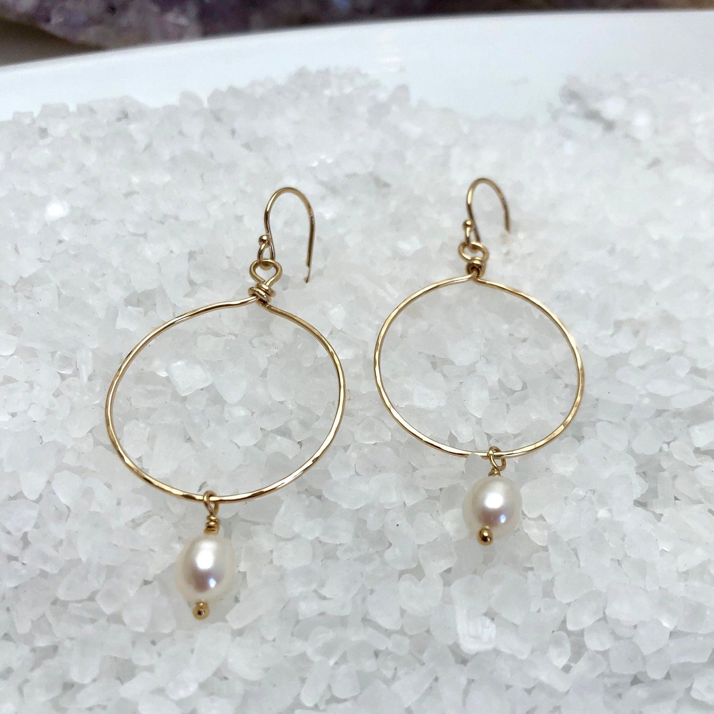 Gold Pearl Hoop Earrings